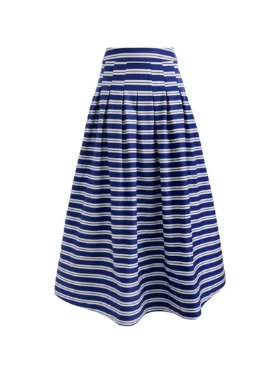 Alice And Olivia Drop Waist Striped Mid Skirt In Multi