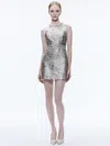 Alice And Olivia Dru Metallic Mini Dress In Silver/gold