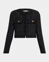 Alice And Olivia Dumont Embellished Tweed Jacket In Black