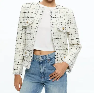Alice And Olivia Dumont Jacket In White With Black In Multi