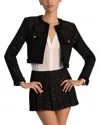 Alice And Olivia Dumont Tweed Cropped Jacket In Black