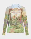Alice And Olivia Alice + Olivia Eloise Silk Button-up Shirt In Dusk To Dawn