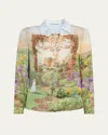 Alice And Olivia Alice + Olivia Eloise Silk Button-up Shirt In Dusk To Dawn