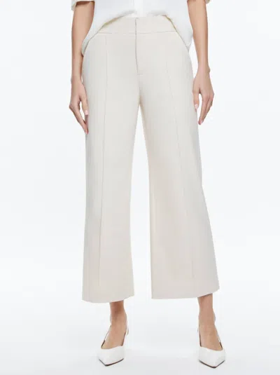Alice And Olivia Dylan Cropped Pant In Solid Oatmeal In White