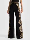 Alice And Olivia Dylan Embroidered Pant In Multi
