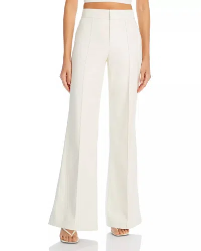 Alice And Olivia Dylan High Waist Wide Leg Pants In Ecru Vegan Leather In Neutral