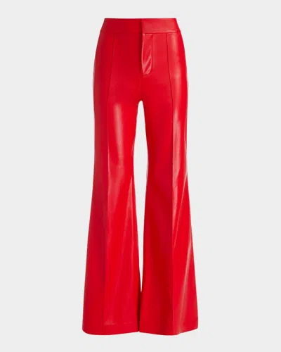 Alice And Olivia Dylan High-rise Vegan Leather Pants In Bright Ruby