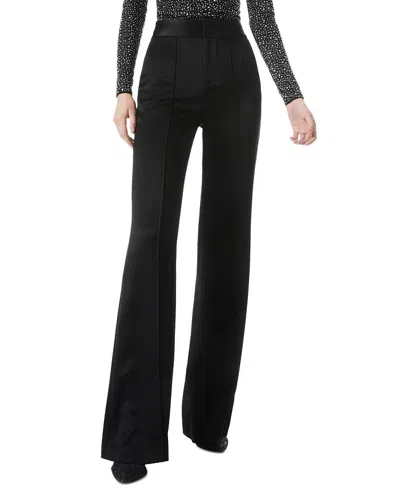 Alice And Olivia Dylan High Waist Wide Leg Pants In Black Satin Waistband