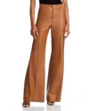 Alice And Olivia Dylan High Waist Wide Leg Pants In Black Faux Leather In Multi