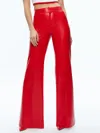 Alice And Olivia Vegan Leather Bootcut Pant In Perfect Ruby In Bright Ruby