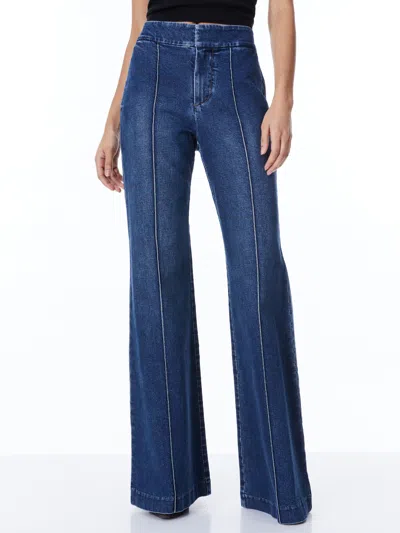 Alice And Olivia Dylan High Waisted Wide Leg Jean In Love Train