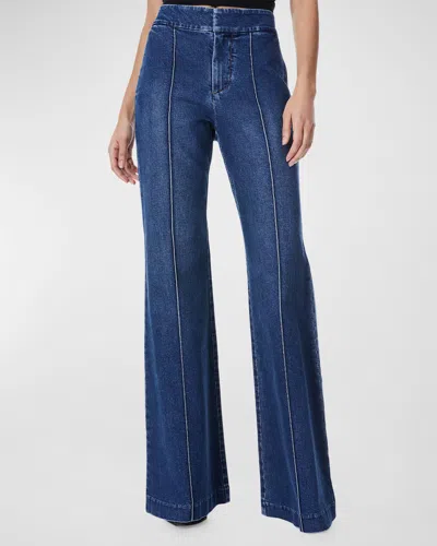 Alice And Olivia Dylan High Waisted Wide Leg Jean In Love Train