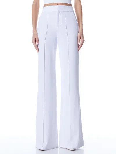 Alice And Olivia Dylan High Waisted Wide Leg Pant In White