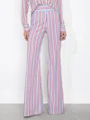 Alice And Olivia Dylan Striped Wide Leg Pants In Teakwood Stripe Mineral Blue/b