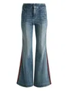 Alice And Olivia Dylan Stripe-detail Flared Jeans In Blue