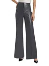 Alice And Olivia Dylan Vegan Leather High Rise Pant In Charcoal In Gray