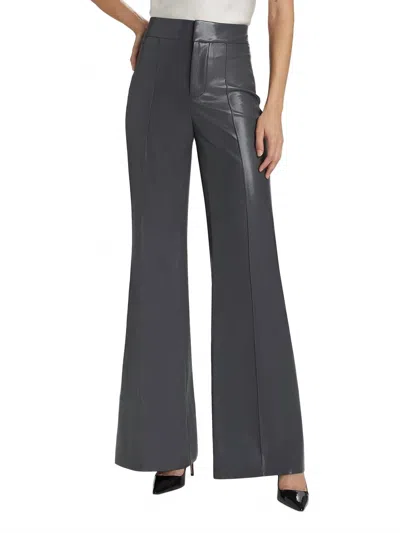 Alice And Olivia Dylan Vegan Leather High Rise Pant In Charcoal In Gray