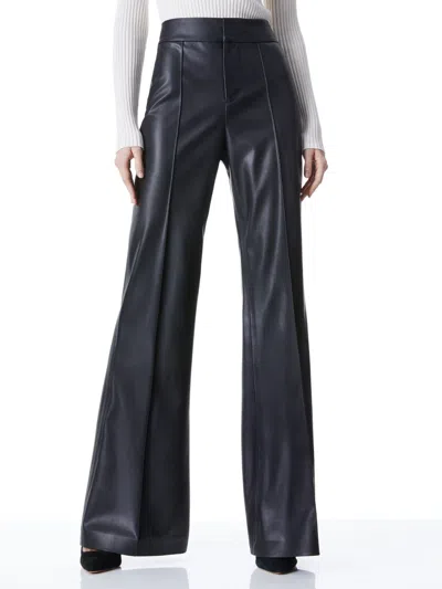 Alice And Olivia Dylan High Waist Wide Leg Pants In Black
