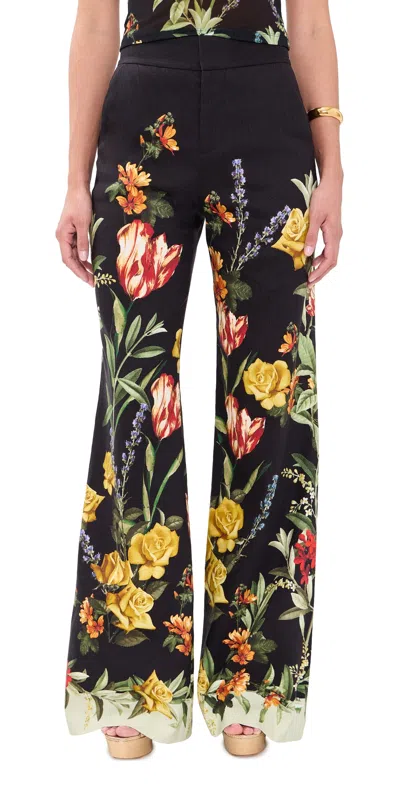 Alice And Olivia Dylan Wide Leg Pants Desert Springs Black In Multi