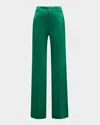 Alice And Olivia Dylan High Rise Wide Leg Pant In Forest Green