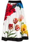 ALICE AND OLIVIA EARLA FLORAL-PRINT STRETCH-COTTON MIDI SKIRT