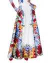 Alice And Olivia Earla Floral Flared Midi Skirt In White Floral