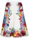 Alice And Olivia Earla Floral Flared Midi Skirt In White