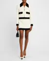 Alice And Olivia Ecenia Layered Tweed Mini Skirt In Off Whiteblack