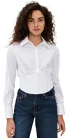Alice And Olivia Edie Corset Button Down Off White In Off White