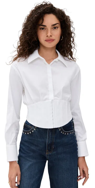 Alice And Olivia Edie Corset Button Down Off White