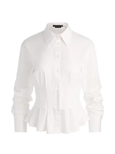 Alice And Olivia Edie Corset Button-down Top In White