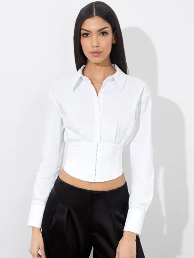Alice And Olivia Edie Corset Top In Off White