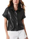 Alice And Olivia Edyth Faux Leather Shirt In Black