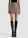 Alice And Olivia Eleana Woven Vegan Leather Mini Skirt In Gray