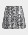 Alice And Olivia Snake-print Mini Skirt In Off White/black Python