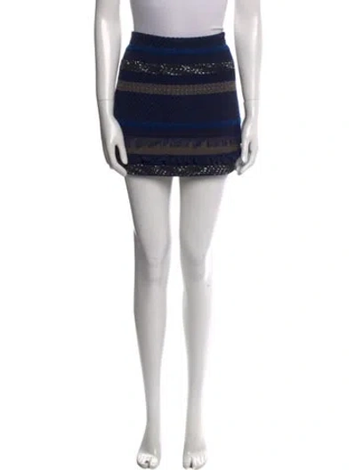 Pre-owned Alice And Olivia Elana Tweed Stripe Mini Skirt Mini Skirt