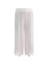 Alice And Olivia Elba Embroidered Pull-on Trousers In White