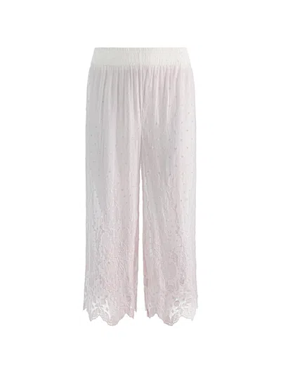 Alice And Olivia Elba Embroidered Pull-on Trousers In White