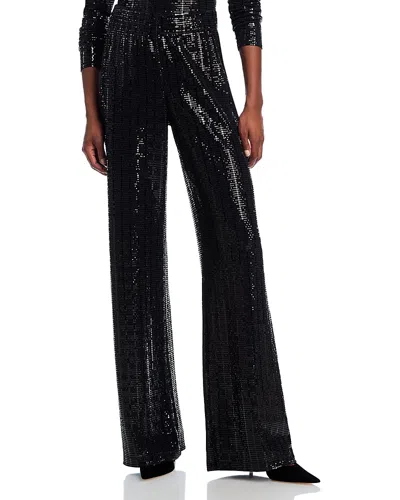 Alice And Olivia Elba Mirrored Studded Pants In Black