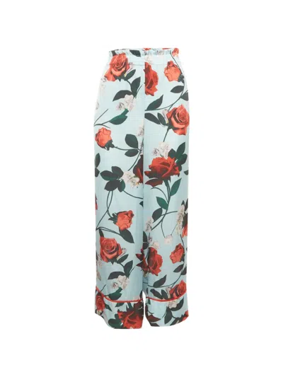 Pre-owned Alice And Olivia Elba Wide-leg Trousers In Blue