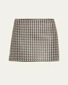 Alice And Olivia Eleana Woven Vegan Leather Mini Skirt In Gray