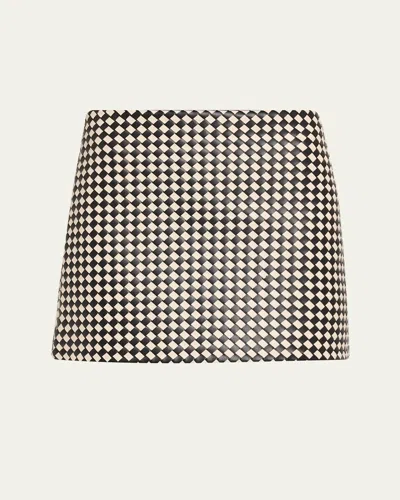 ALICE AND OLIVIA ELEANA WOVEN VEGAN LEATHER MINI SKIRT