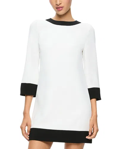 Alice And Olivia Eleonora Flare Sleeve Mini Dress In Off White/black