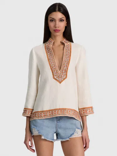 Alice And Olivia Eleonora Tunic Top In Cream In White