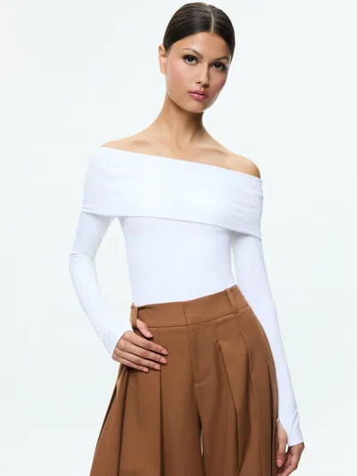 Alice And Olivia Elia Bodysuit In White