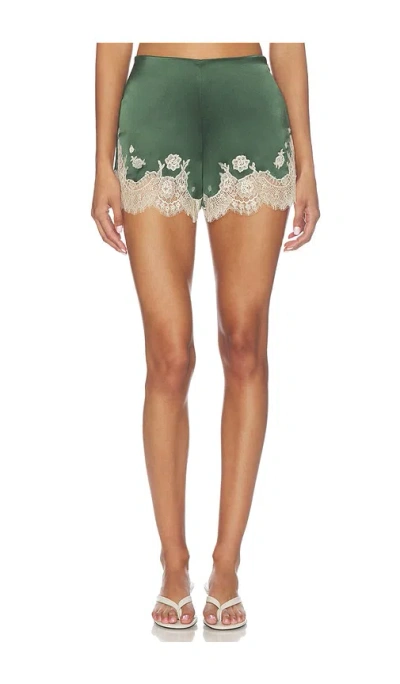 Alice And Olivia Elissa Cutaway Lace Short In Dark Fern