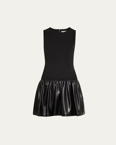 ALICE AND OLIVIA ELLA COMBO DROP-WAIST MINI DRESS