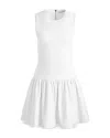 Alice And Olivia Ella Combo Vegan Sleeveless Drop Waist Mini Dress Off White In Off White