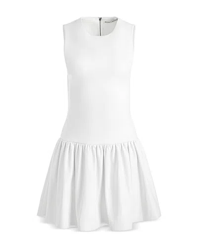 ALICE AND OLIVIA ALICE AND OLIVIA ELLA COMBO FAUX LEATHER SLEEVELESS DRESS