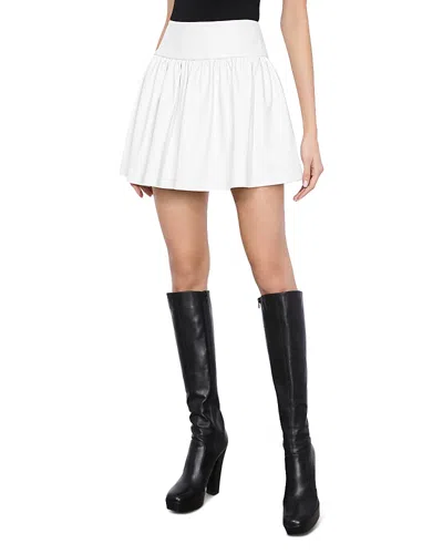 Alice And Olivia Ella Faux Leather Mini Skirt In Off White